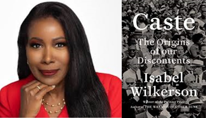 Author Isobel Wilkerson with book Caste: The Origins of Our Discontents