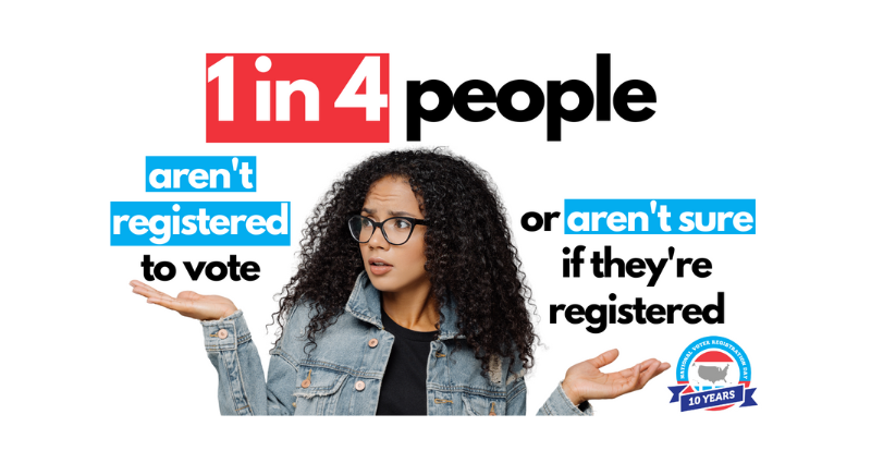 NVRD 2022, 1 in 4 people aren't registered to vote or aren't sure