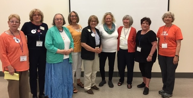 LWV Diablo Valley Board 2018-2019. L-R: Karen Dolder, Suzan Requa, Leslie Stewart, Sue Brandy, Martha Goralka, Lee Lawrence, Barbara Hill, Barbara Coenen, Ann Flynn. Not shown: Marian Shostrom, Diane Bianchi LWV Diablo Valley board members