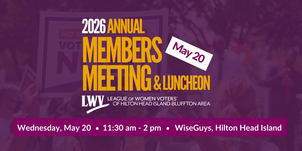 May 20 Annual Meeting & Luncheon, 11:30 am - 2 pm, WiseGuys, HHI 