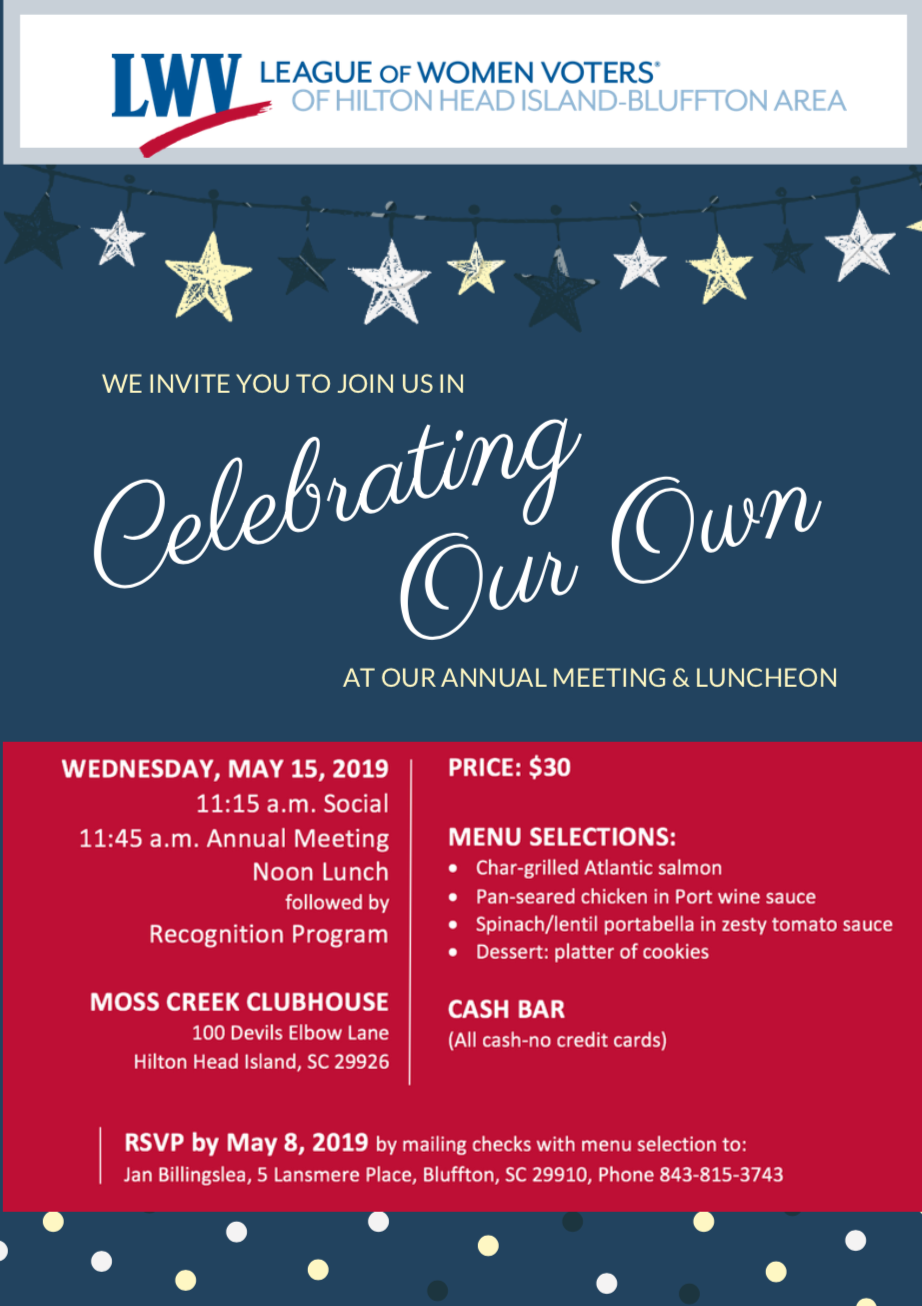 May 15 Annual Meeting & Luncheon Celebrating Our Own flyer