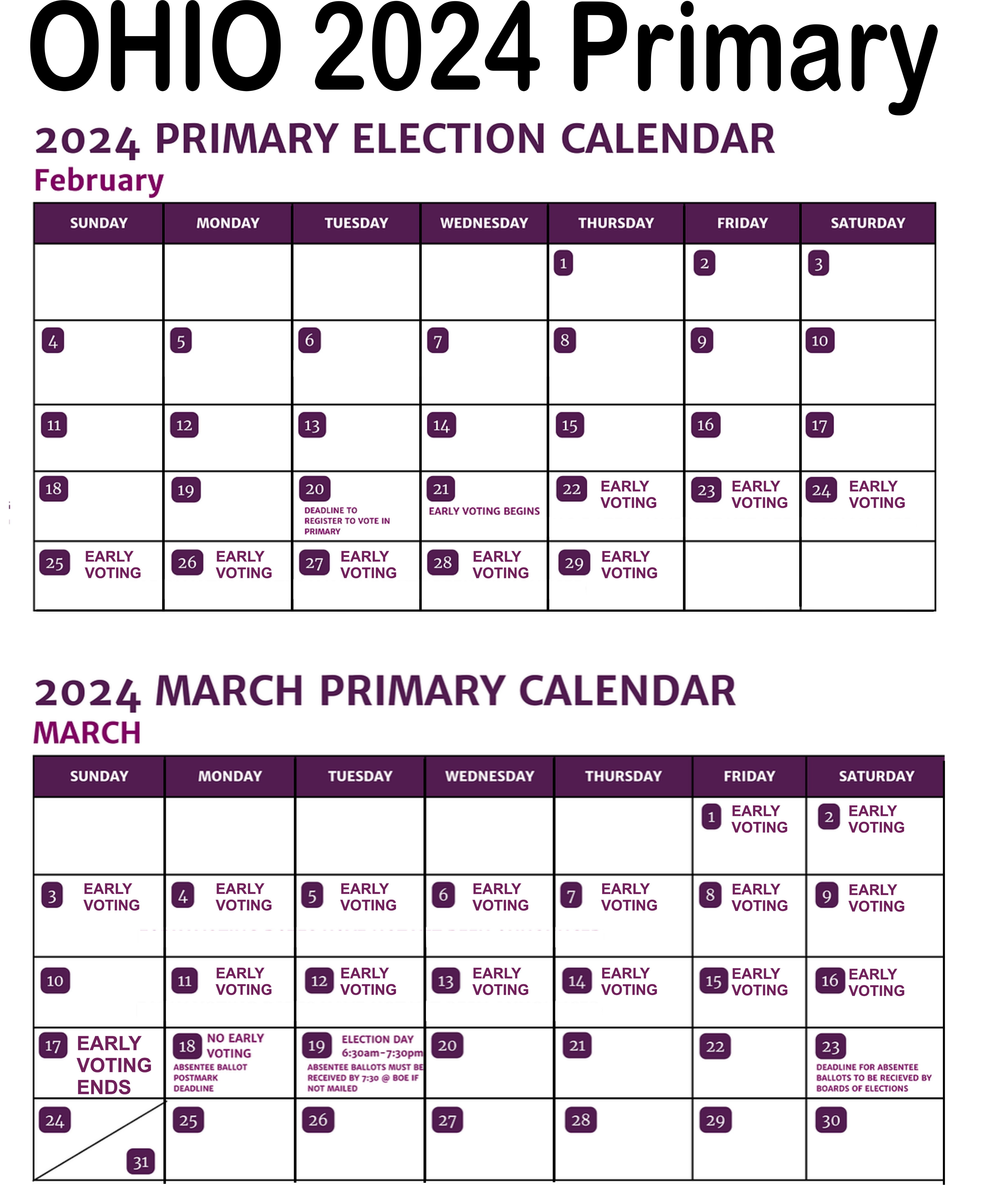 2024 Ohio primary calendar