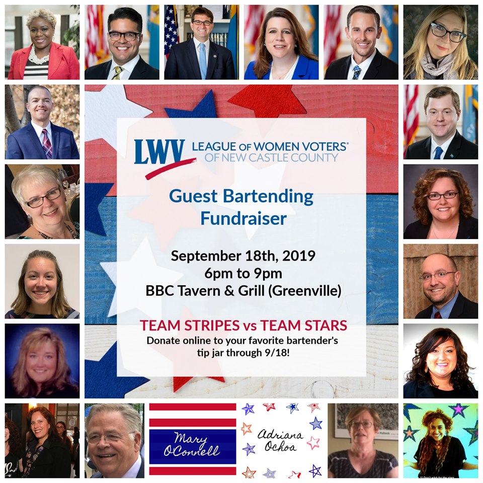 LWV - League of Women Voters of New Castle County, Guest Bartending Fundraiser (event details & participant photos)