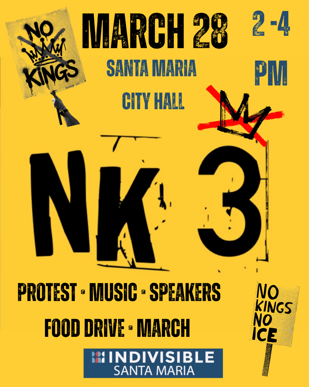 No Kings 3 flyer, Santa Maria, CA