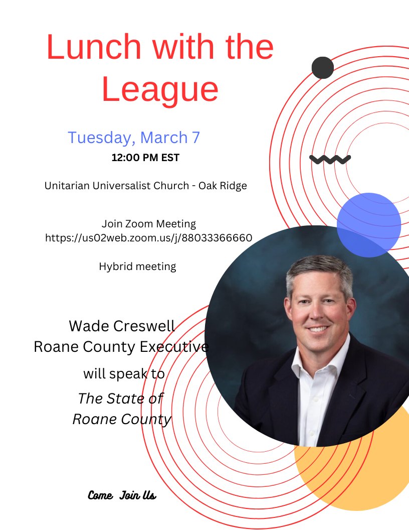 Flyer for State of Roane County Lunch with the League 03-07-23