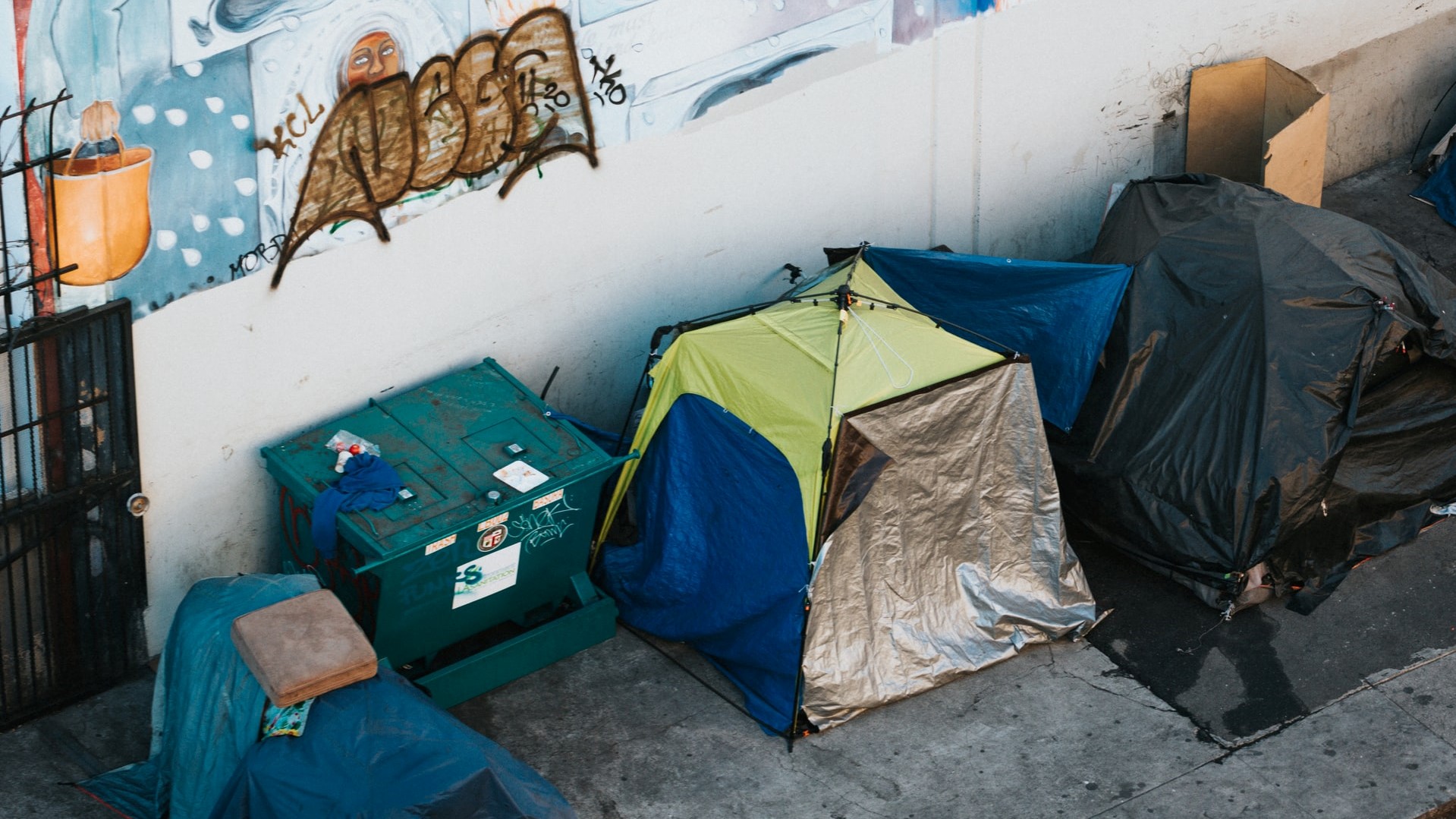 Photo of Homeless Tents on City Street