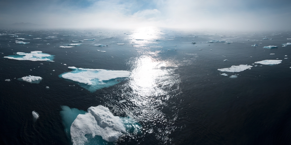 icebergs on body of water