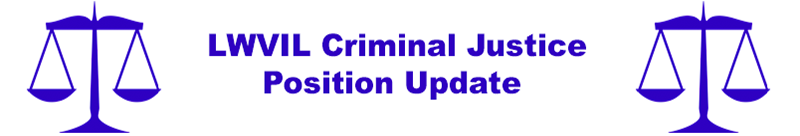 Scale of Justice for LWVIL Criminal Justice Position Update Banner