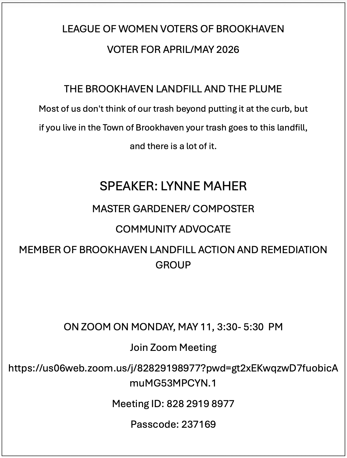 LWV Brookhaven Voter