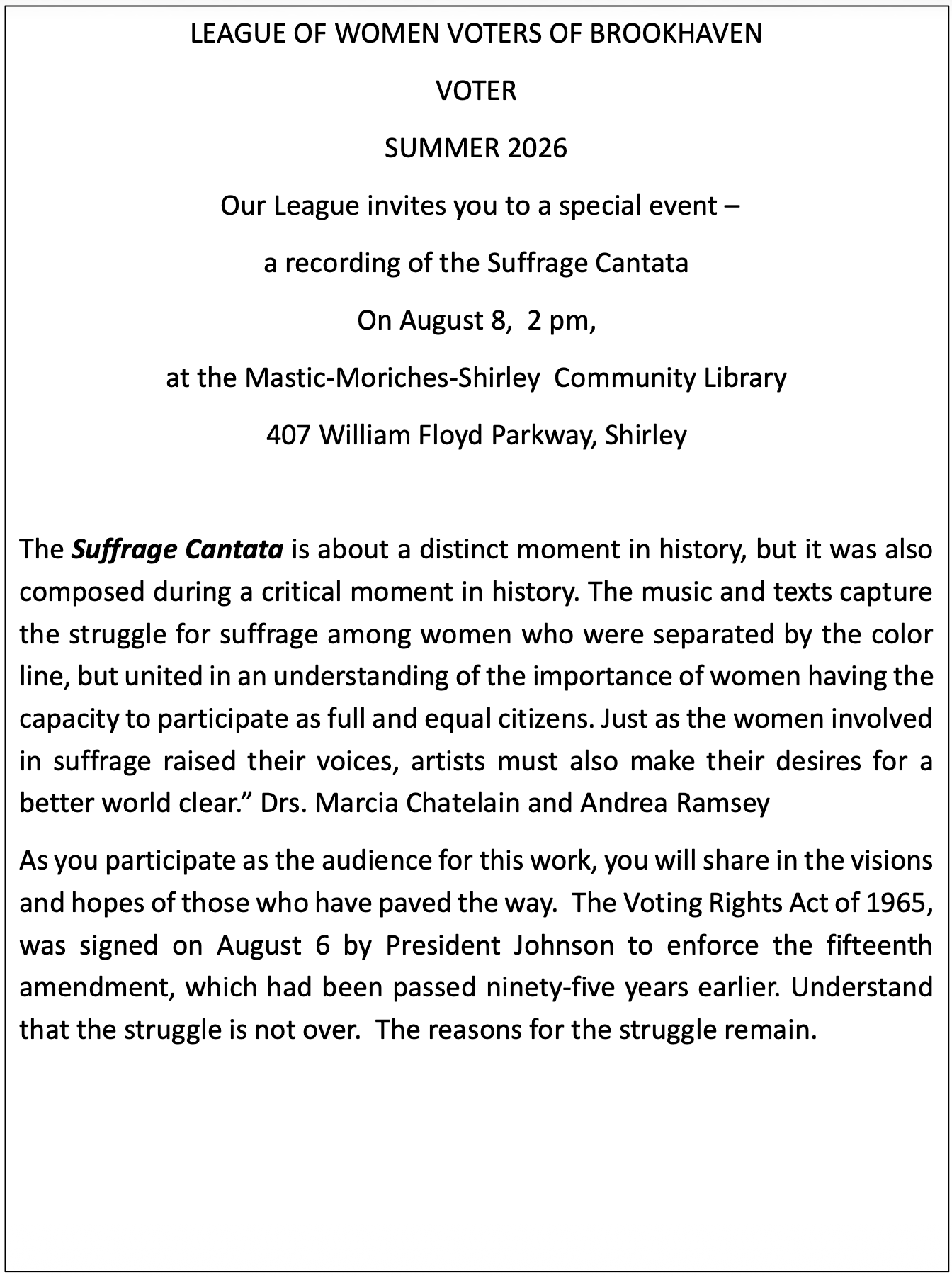 LWV Brookhaven Voter