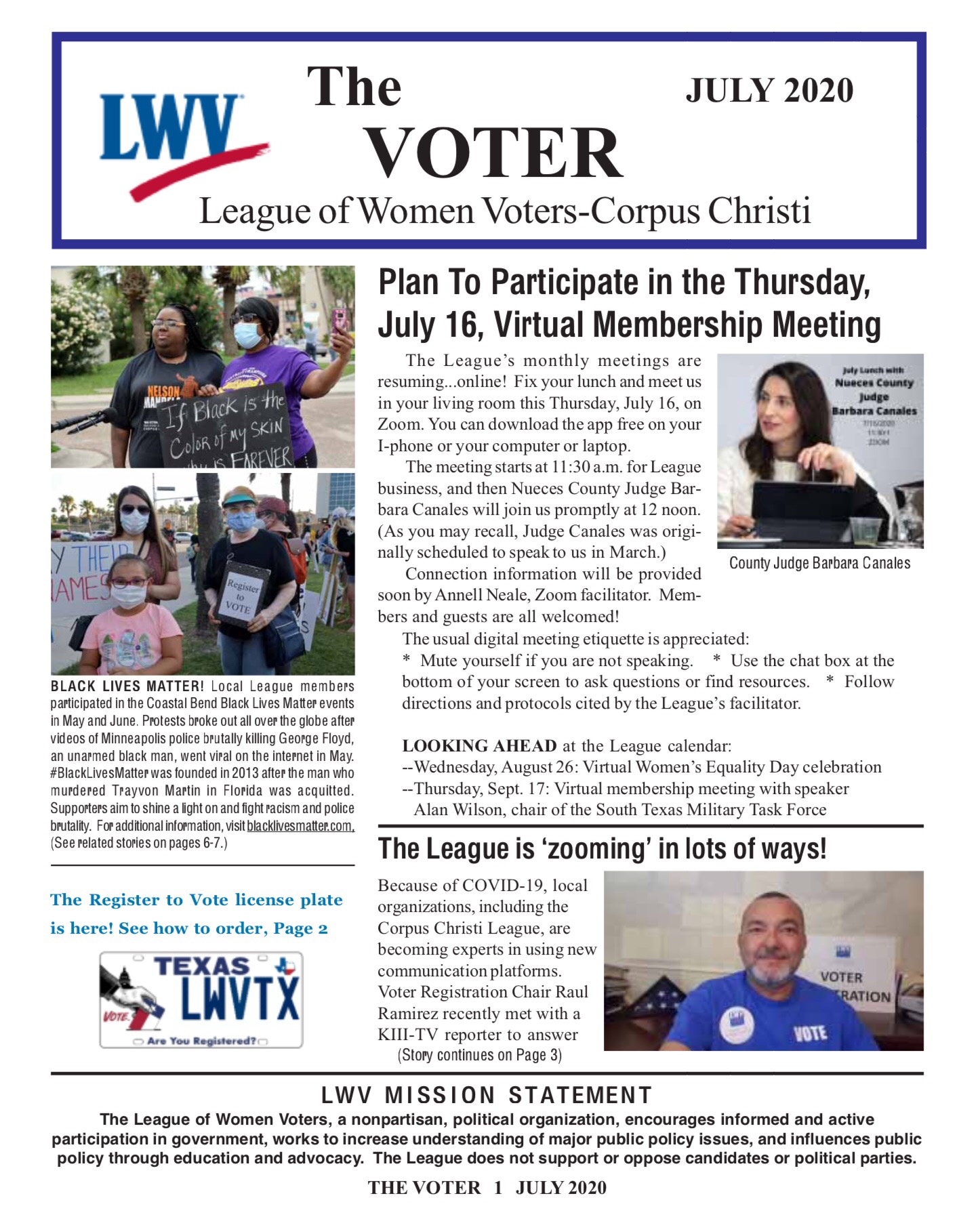 cover photo of July Newsletter Cover of July 2020 Newsletter