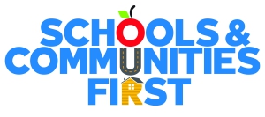Logo for campaign, Schools and Communities First