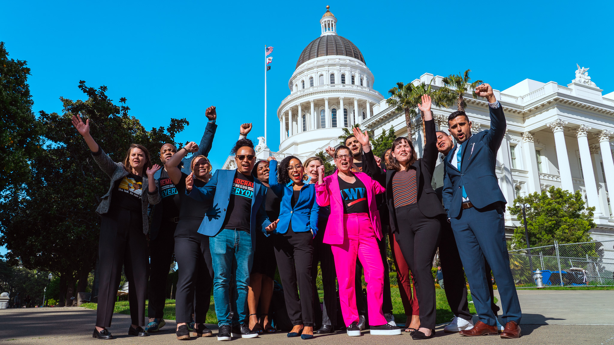 LWVC Advocates and Partners pose in front of state Capitol