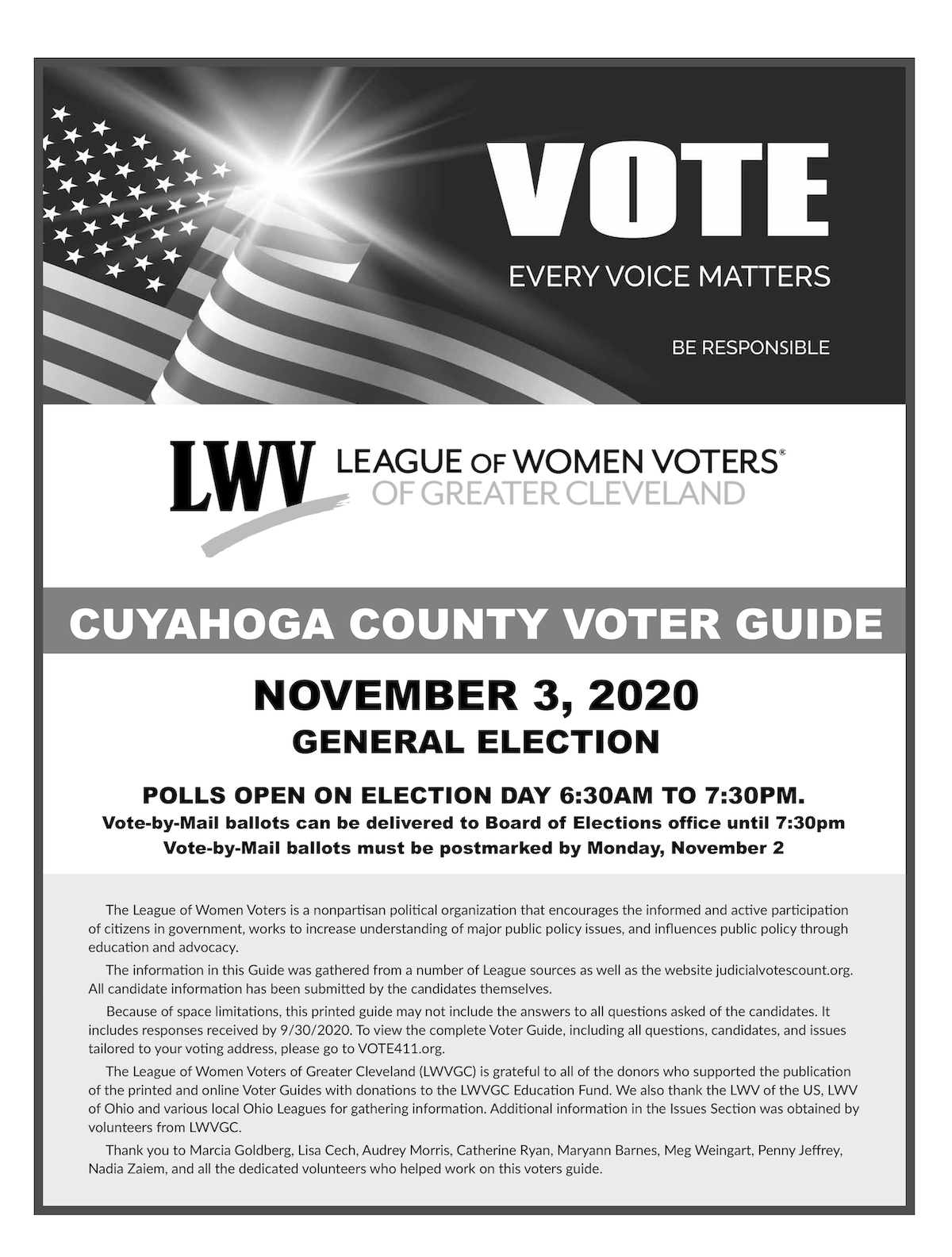 Lwvgc 2020 Cuyahoga County Voter Guide In Print Mylo