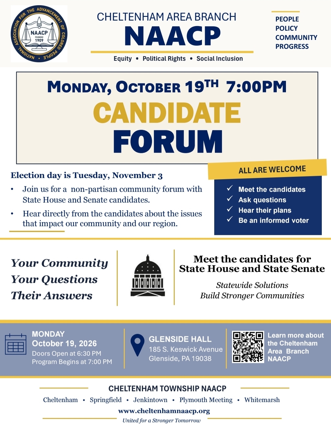LWV: Cheltenham NAACP candidate forum, Oct. 19