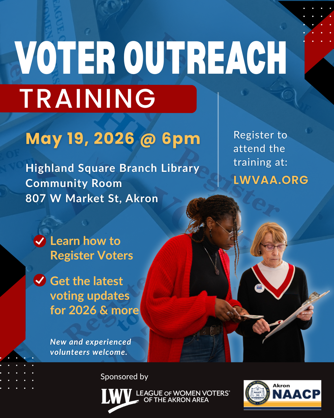 Voter Outreach Training May 19 at 6:00 pm at Highland Square Branch Library