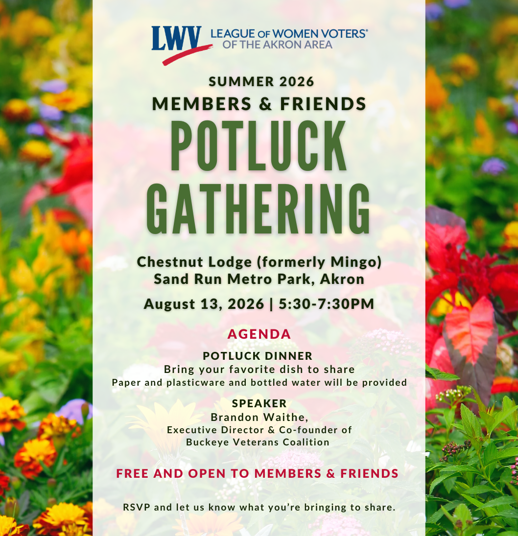 2026 Potluck Dinner August 13 at 5:30 pm at Chestnut Lodge