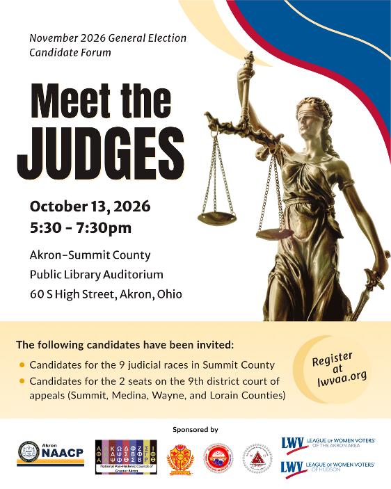 Meet the Judges October 13th at 5:30 Akron Public Library
