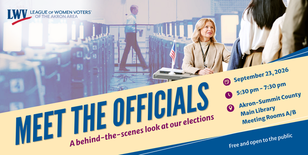 Meet the Officials September 23 at 5:30 at the main library in Akron