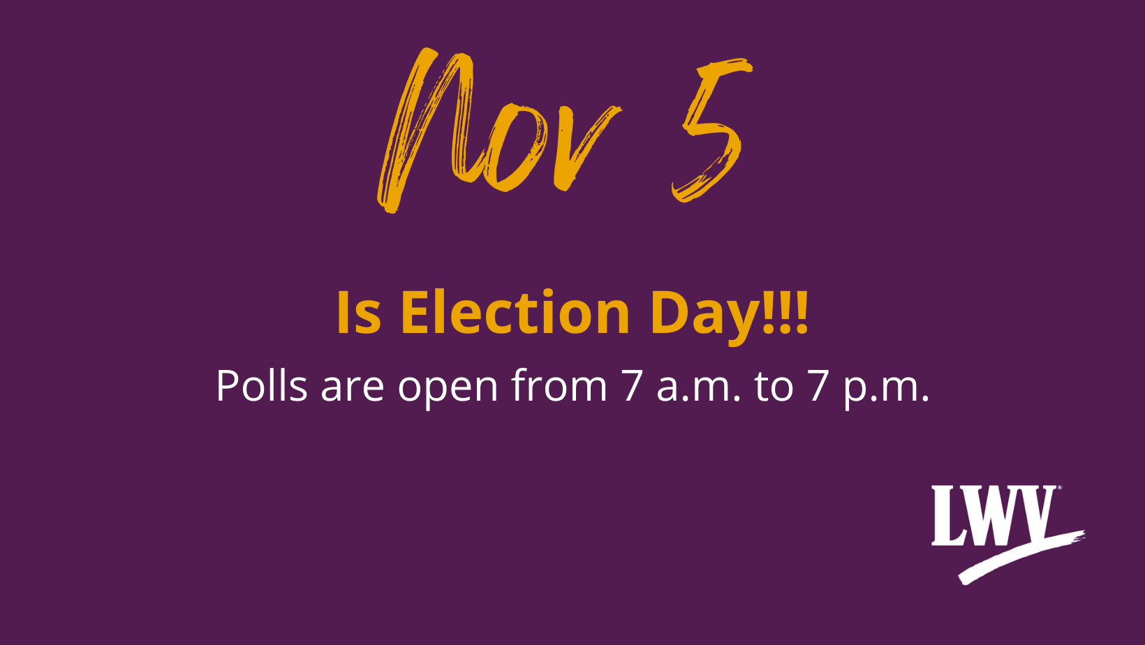 General Election Day with gold and white text on a purple background