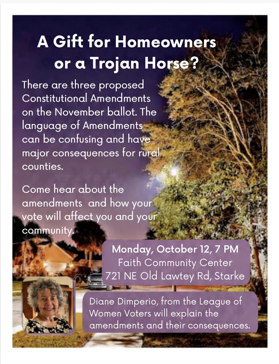 Event flyer Monday October 12