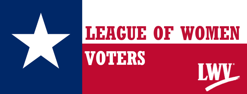 "LEAGUE OF WOMEN VOTERS" on Texas flag