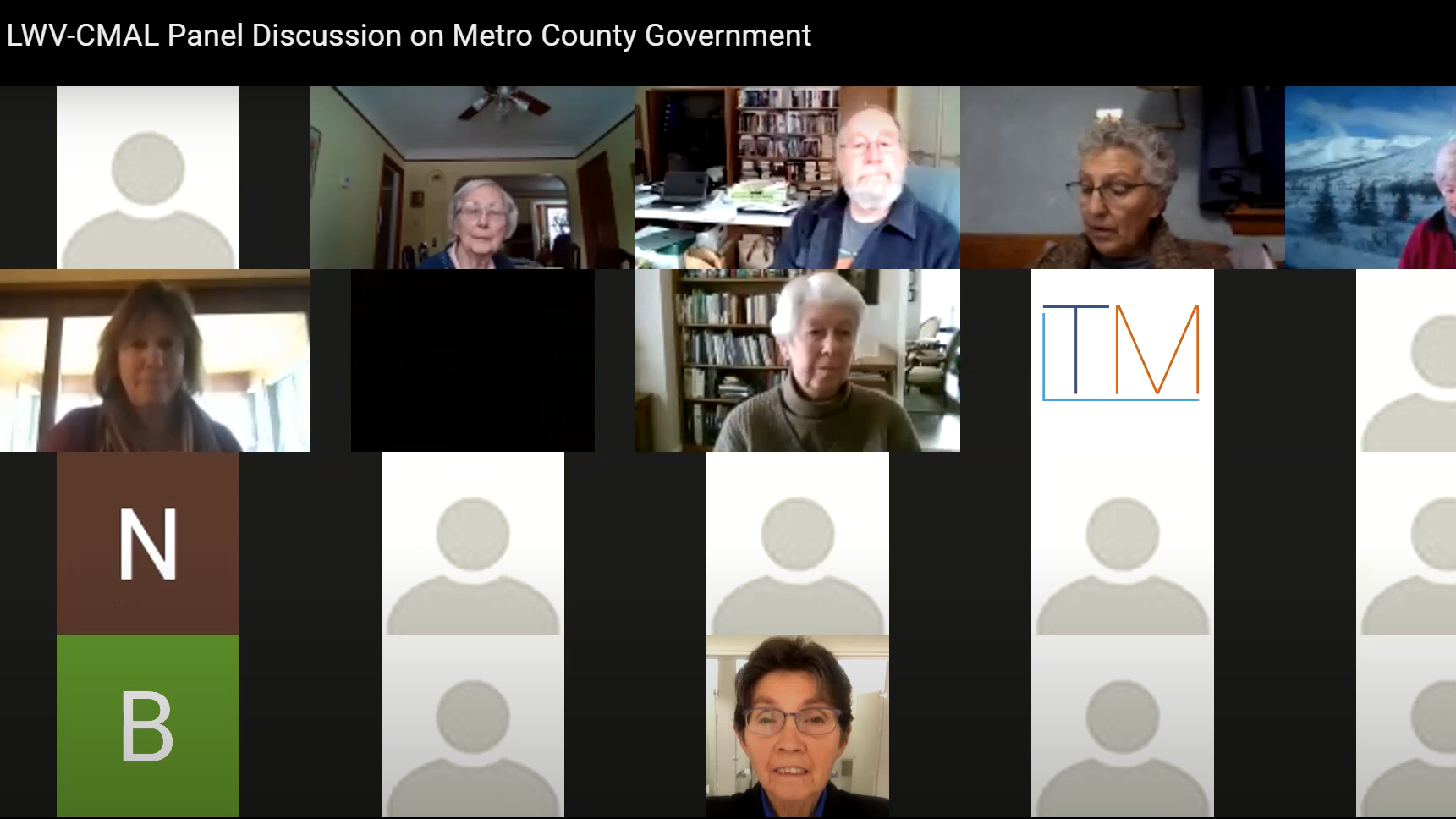Zoom Screen of CMAL members discussing the County Government Study
