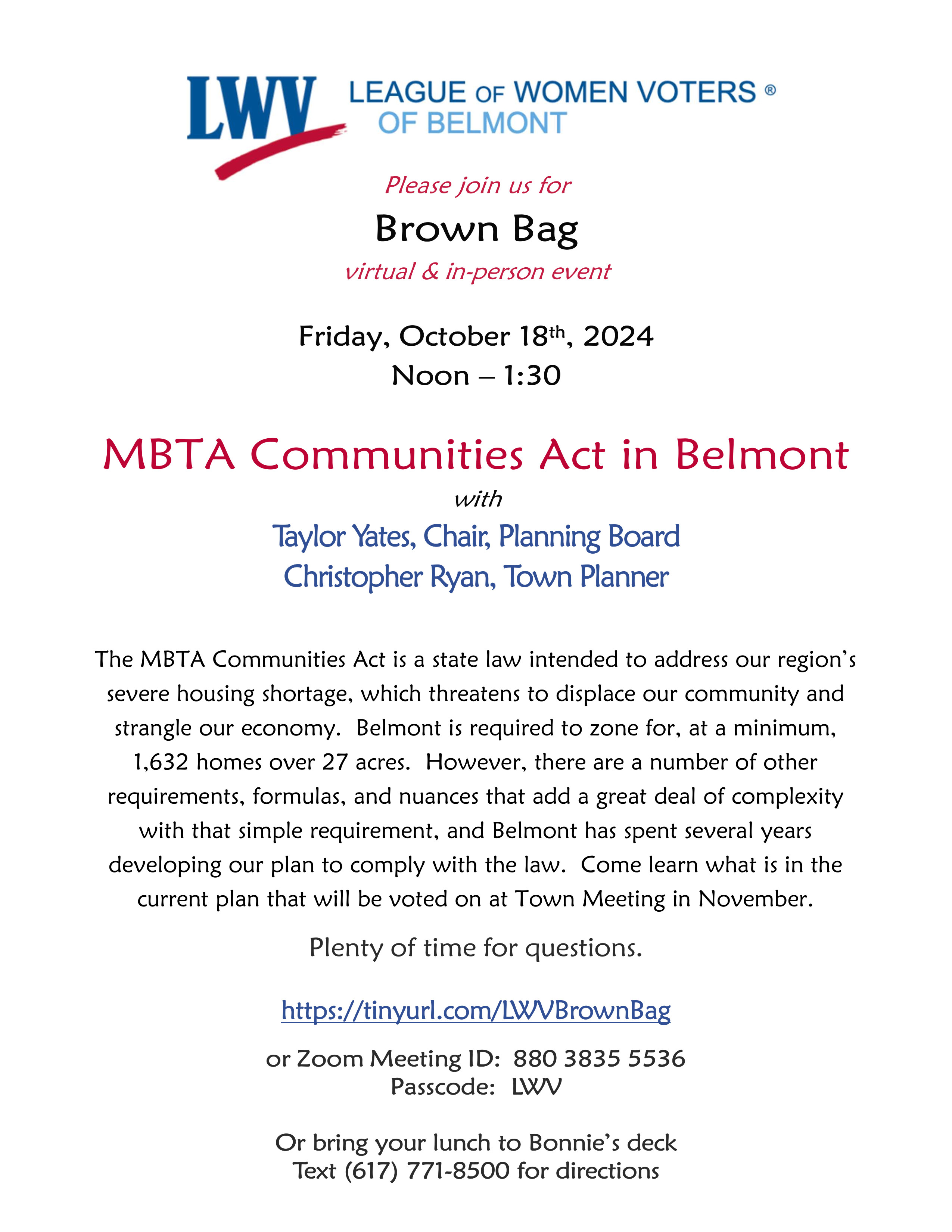 October 2024 Brown Bag Lunch flyer