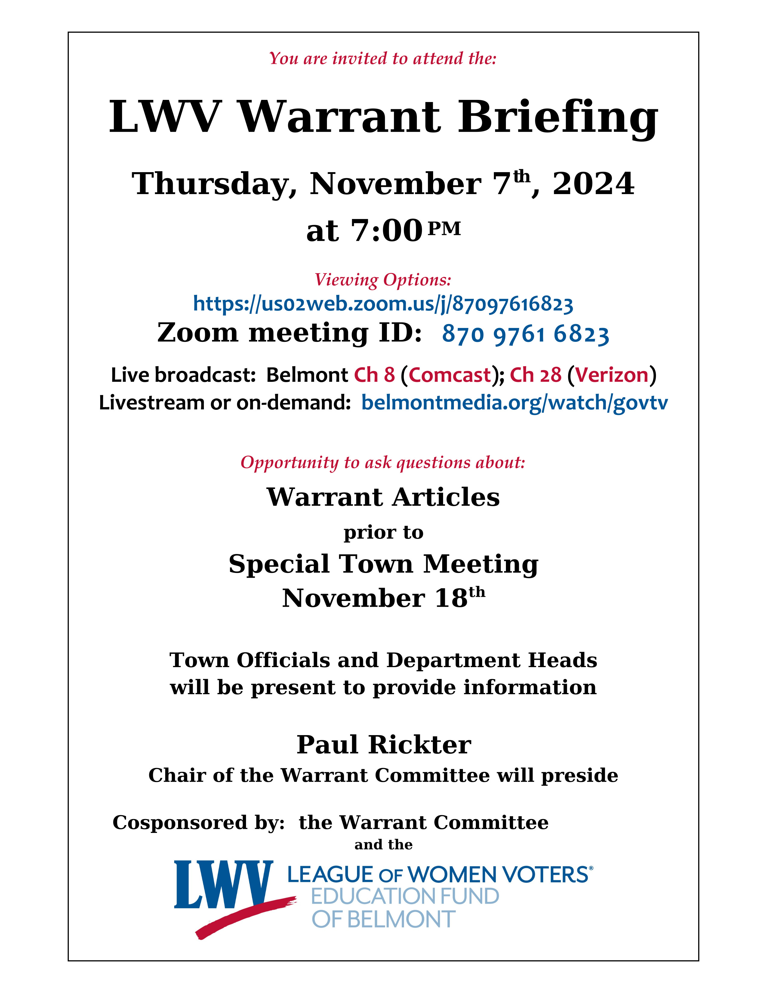 Warrant Briefing flyer November 2024