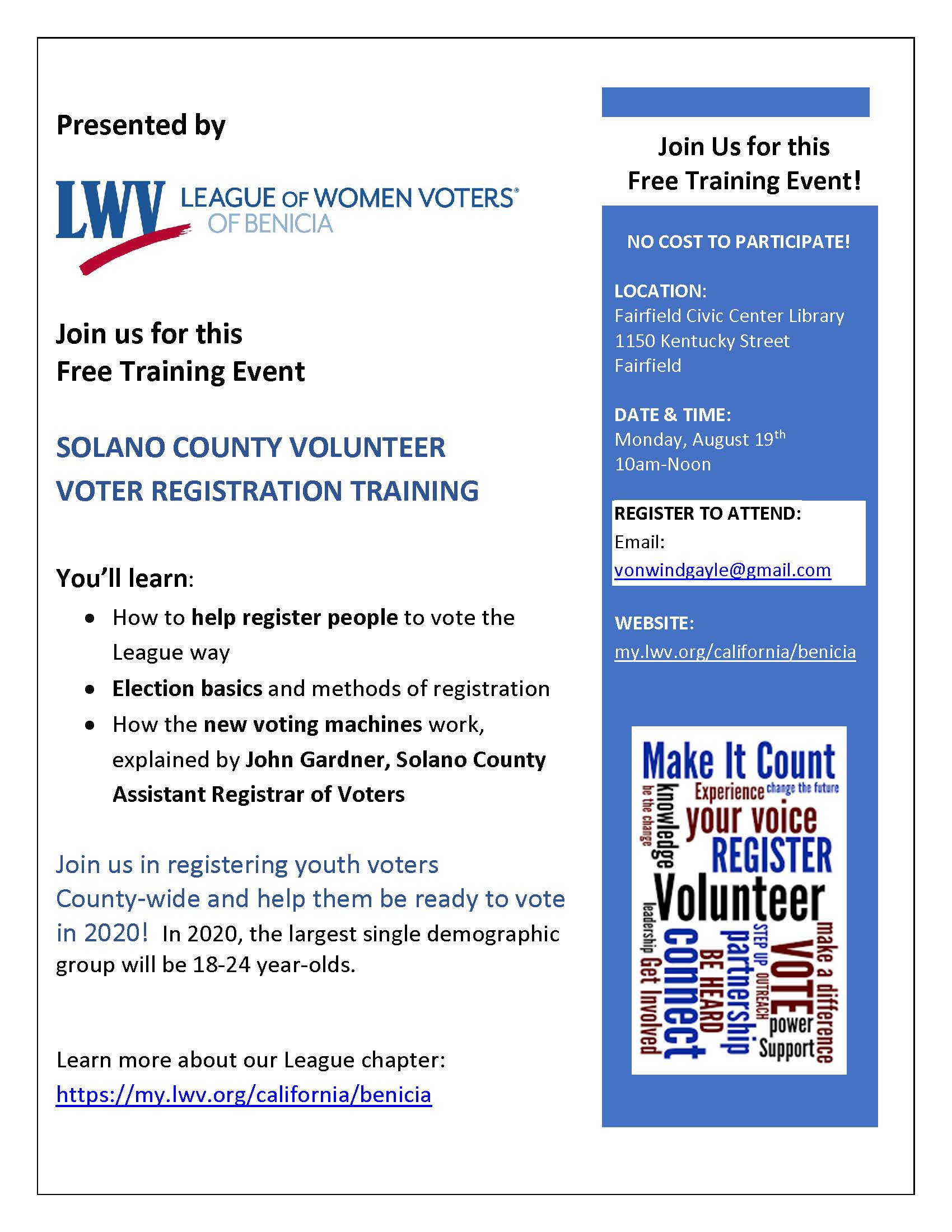 Solano County Voter REgistration Training August 19 2019