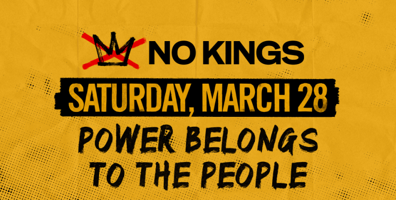 No Kings logo on a gold background