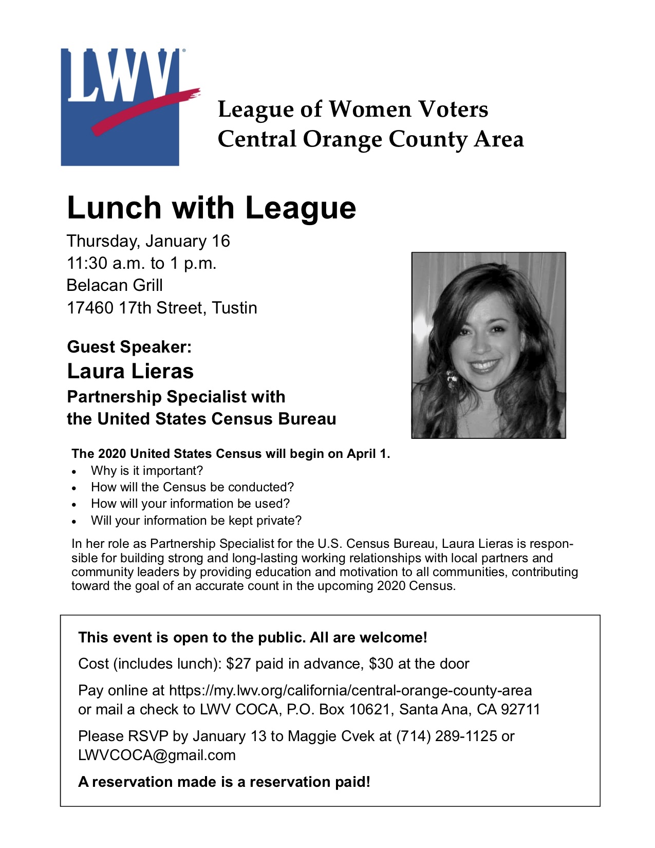 Lunch with League Census 2020 Laura Lieras speaker
