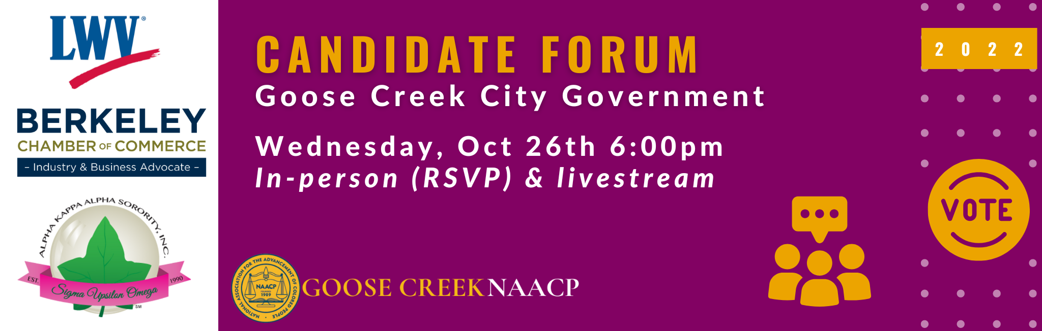 Goose Creek City Government Candidate Forum