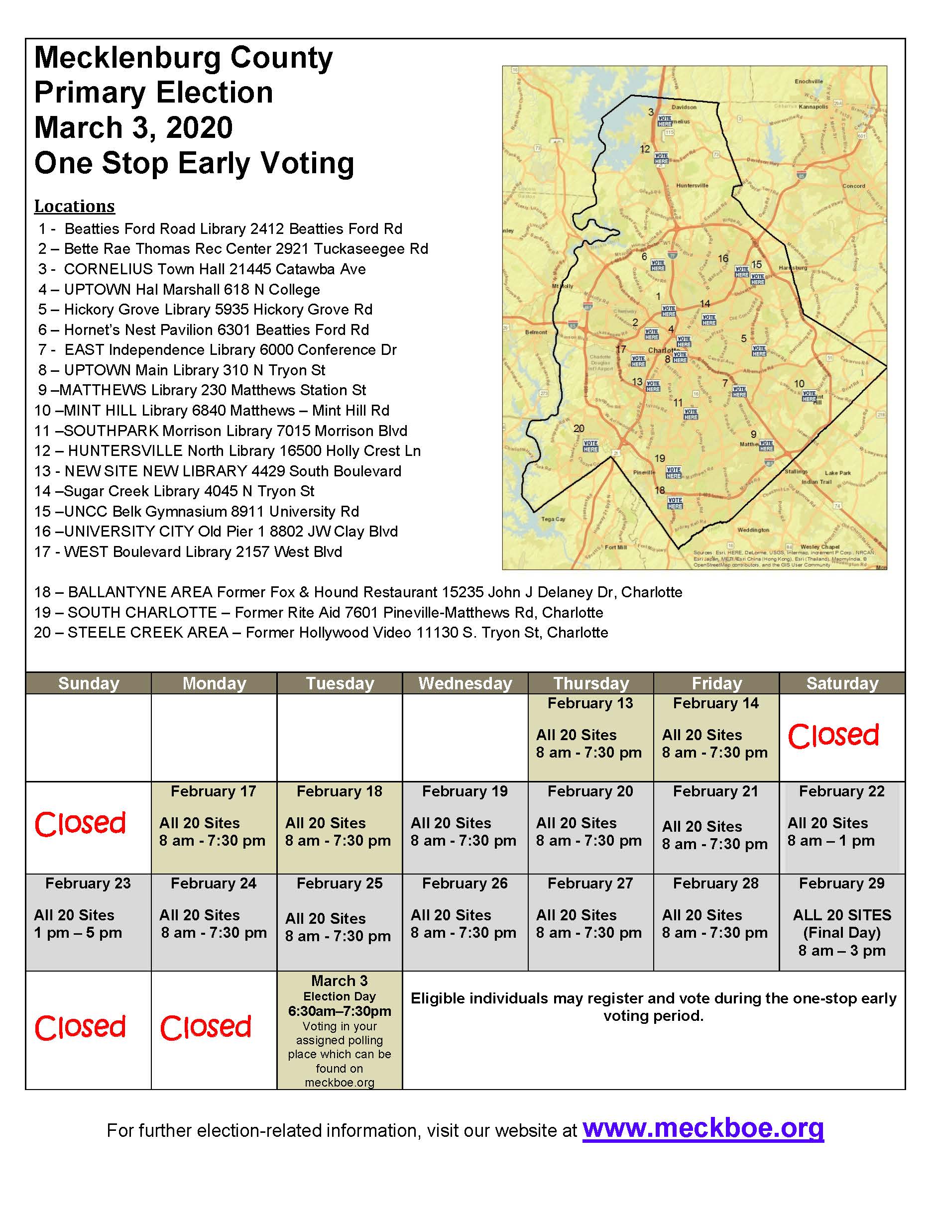 Early Voting Details for March 3rd Primary
