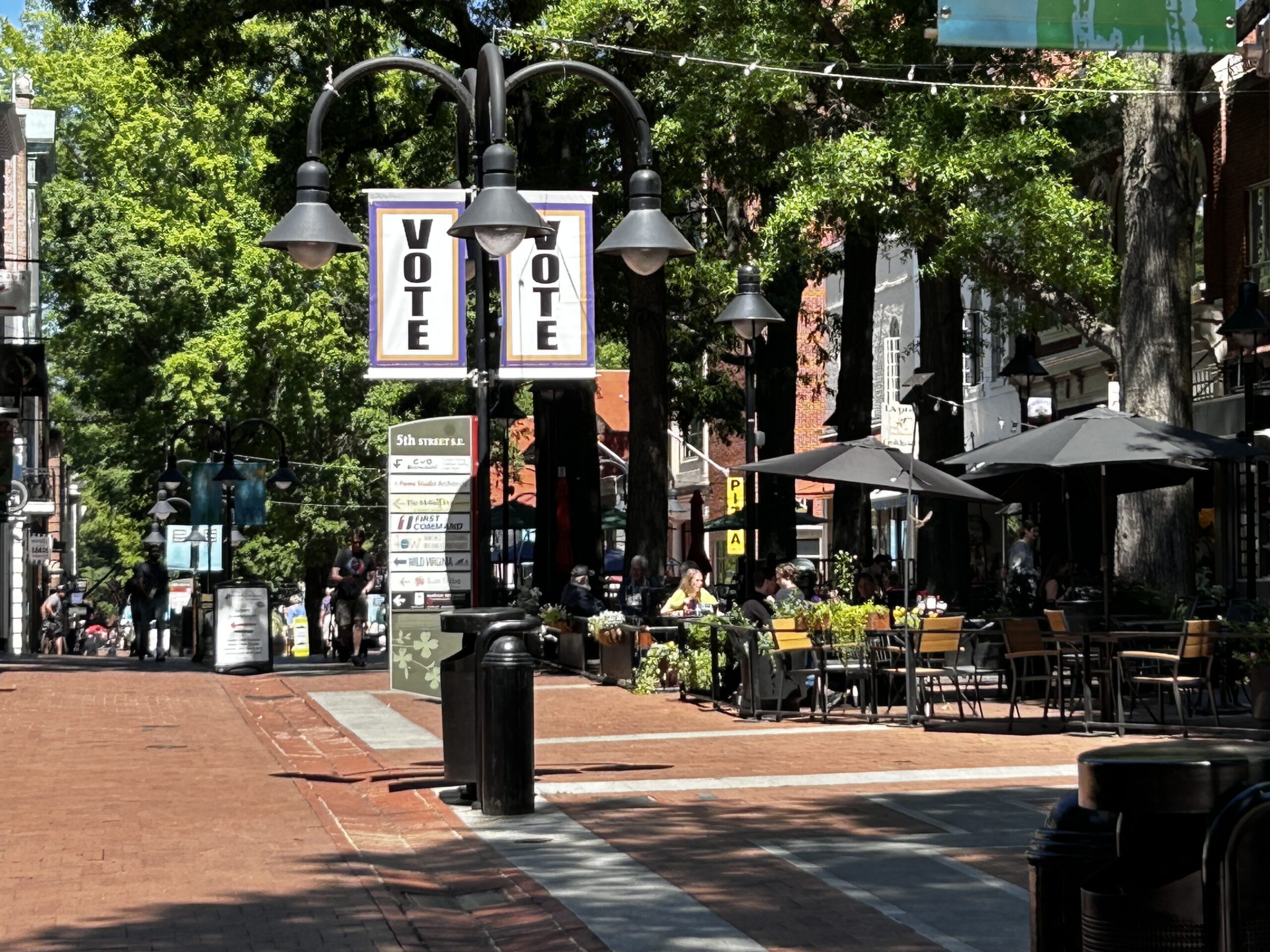 LWV-CVA member speaks to attendees at tabling event