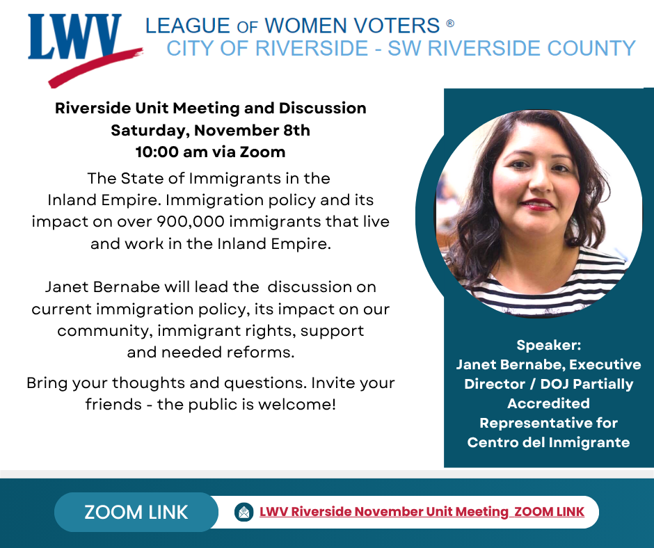 LWV Riverside November Unit Meeting