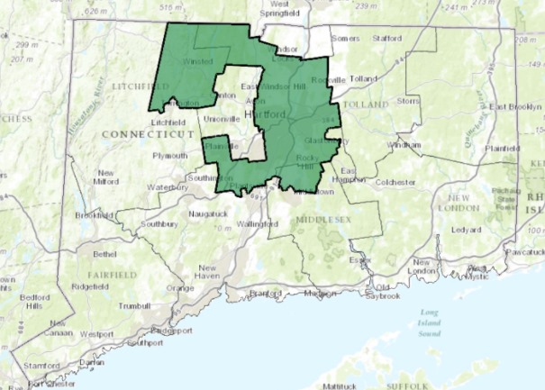 Map of 1st Congressional District CT