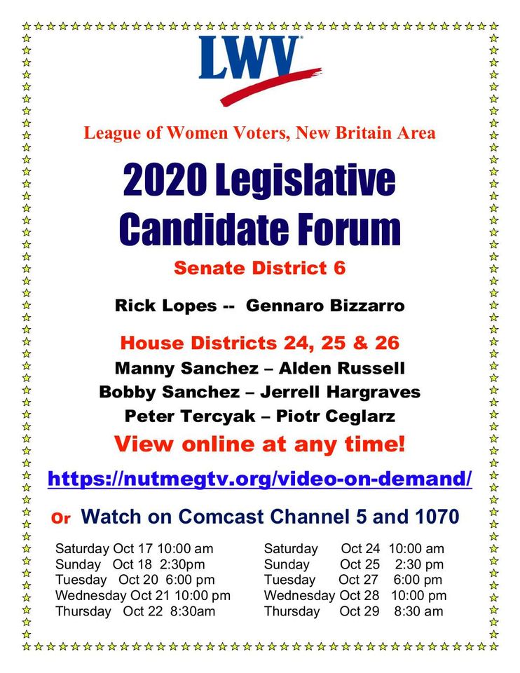 LWV New Britain Area Legislative Candidate Forum