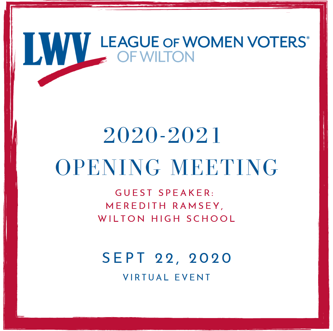 Wilton LWV Opening Meeting on Sept 22 2020  Event Image