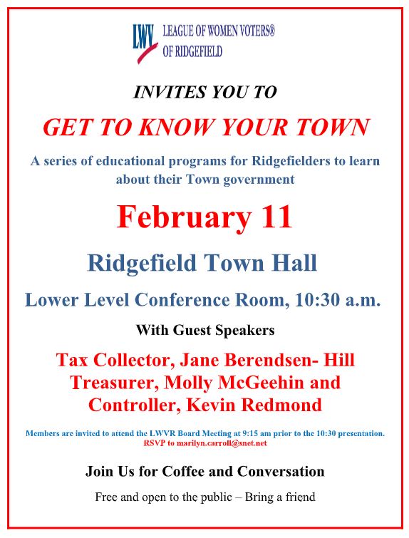 Ridgefield League of Women Voters Get to Know Your Town Event Image