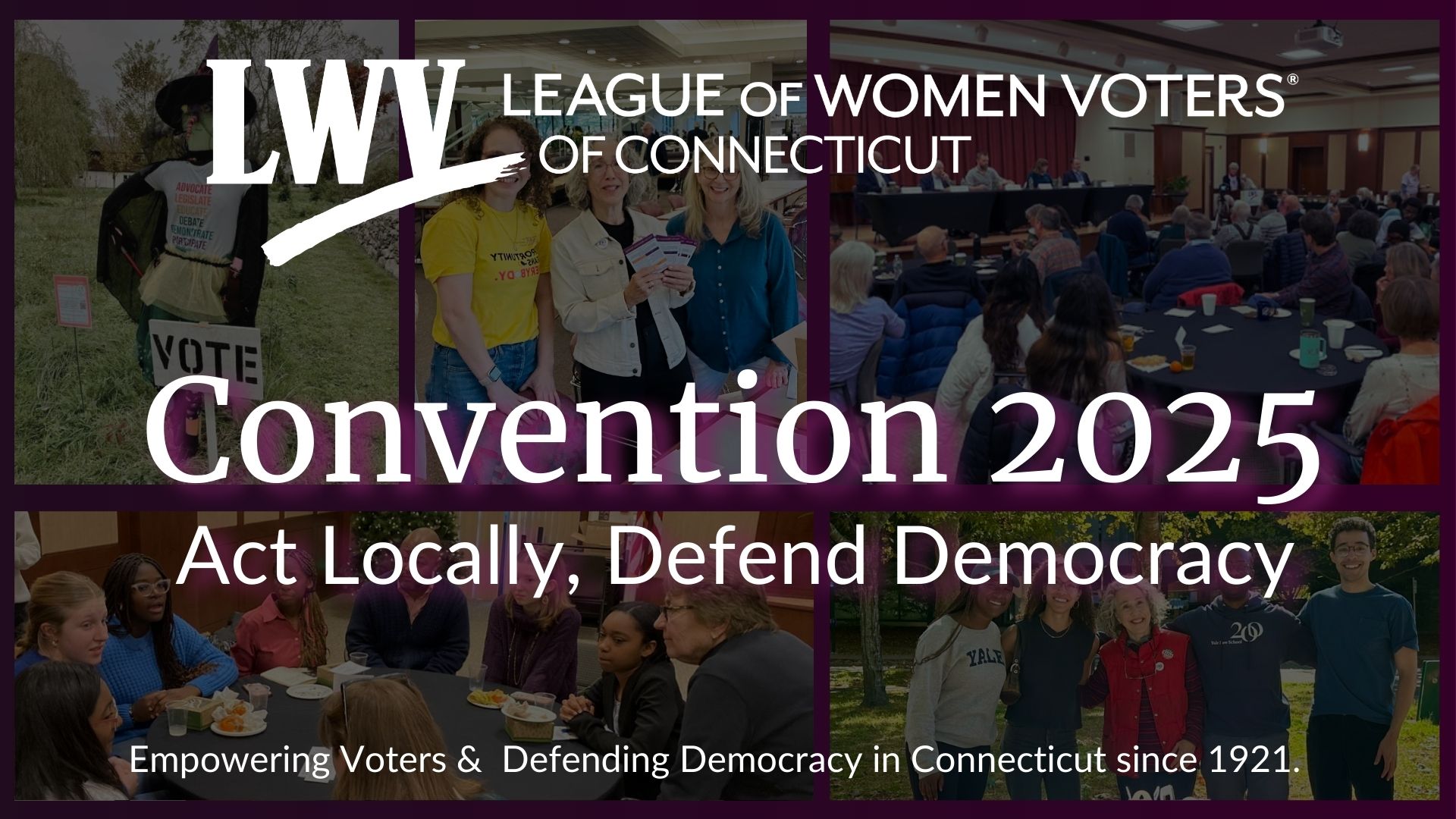 LWVCT Convention 2025 Banner Image: Act Locally, Defend Democracy