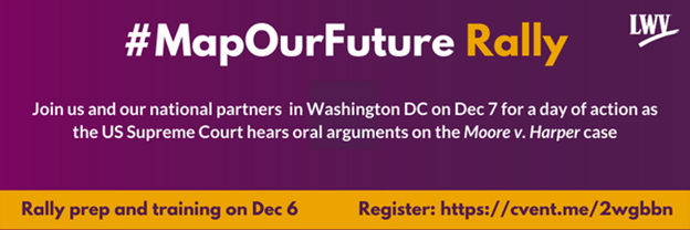 #mapourfuture rally event image in purple and yellow