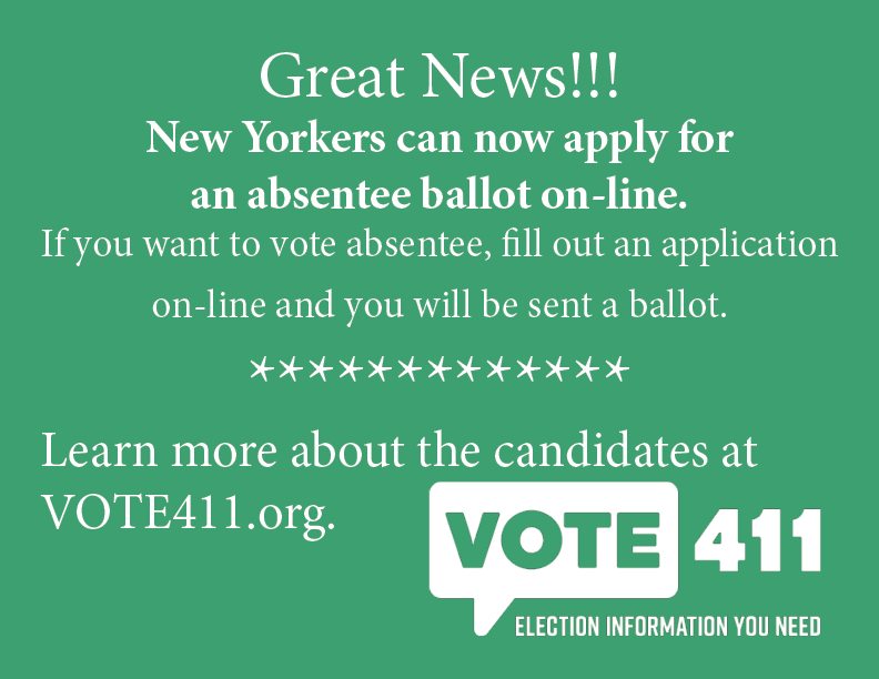 Apply on line for absentee ballot You can apply on line for absentee ballot