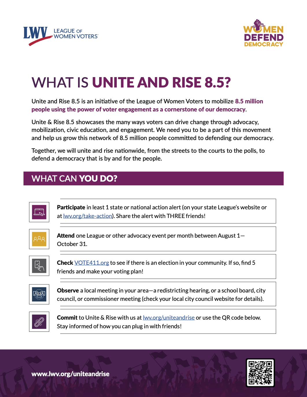 Unite & Rise 8.5 one pager