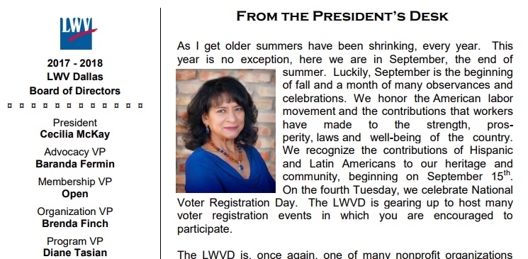 a page from the newsletter