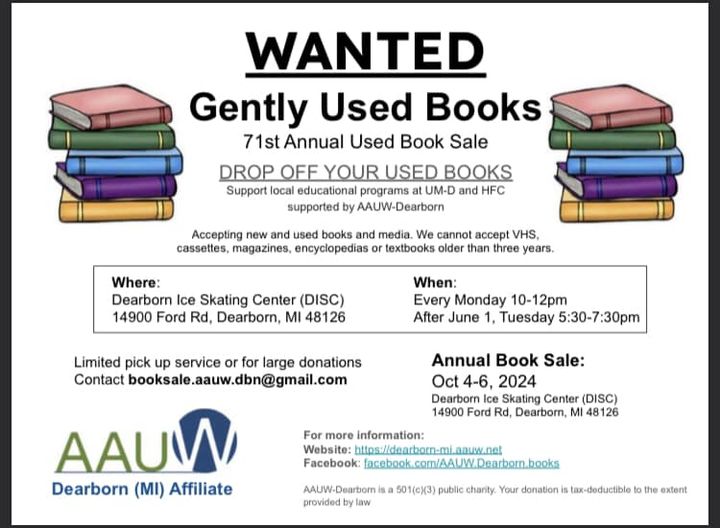 AAUW Used Book Sale October 2024