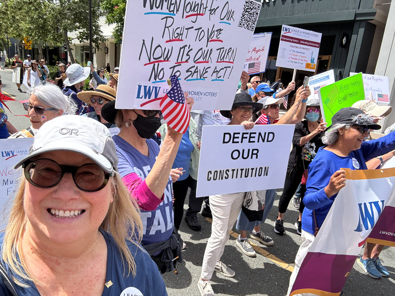 At rally for democracy