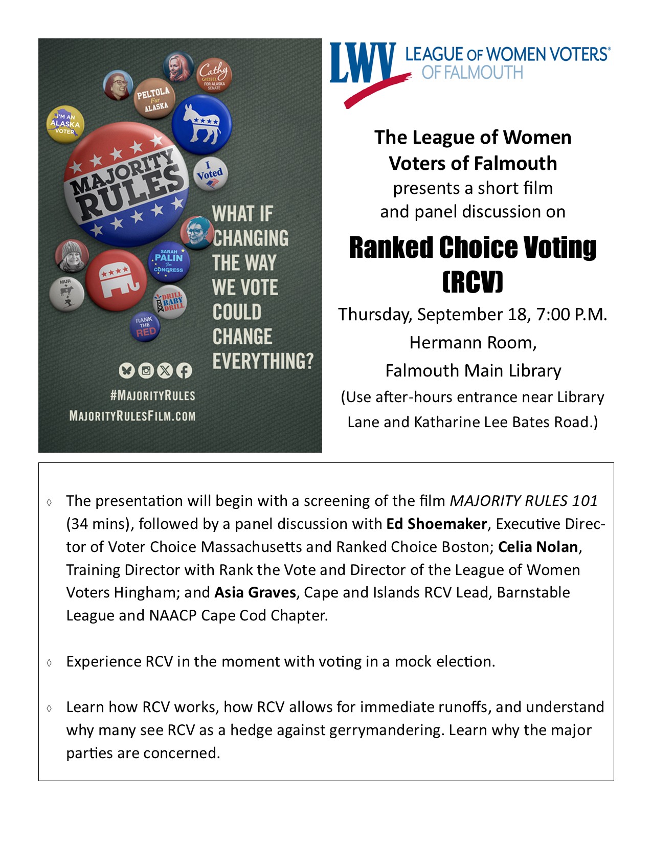 Ranked Choice Voting program flyer