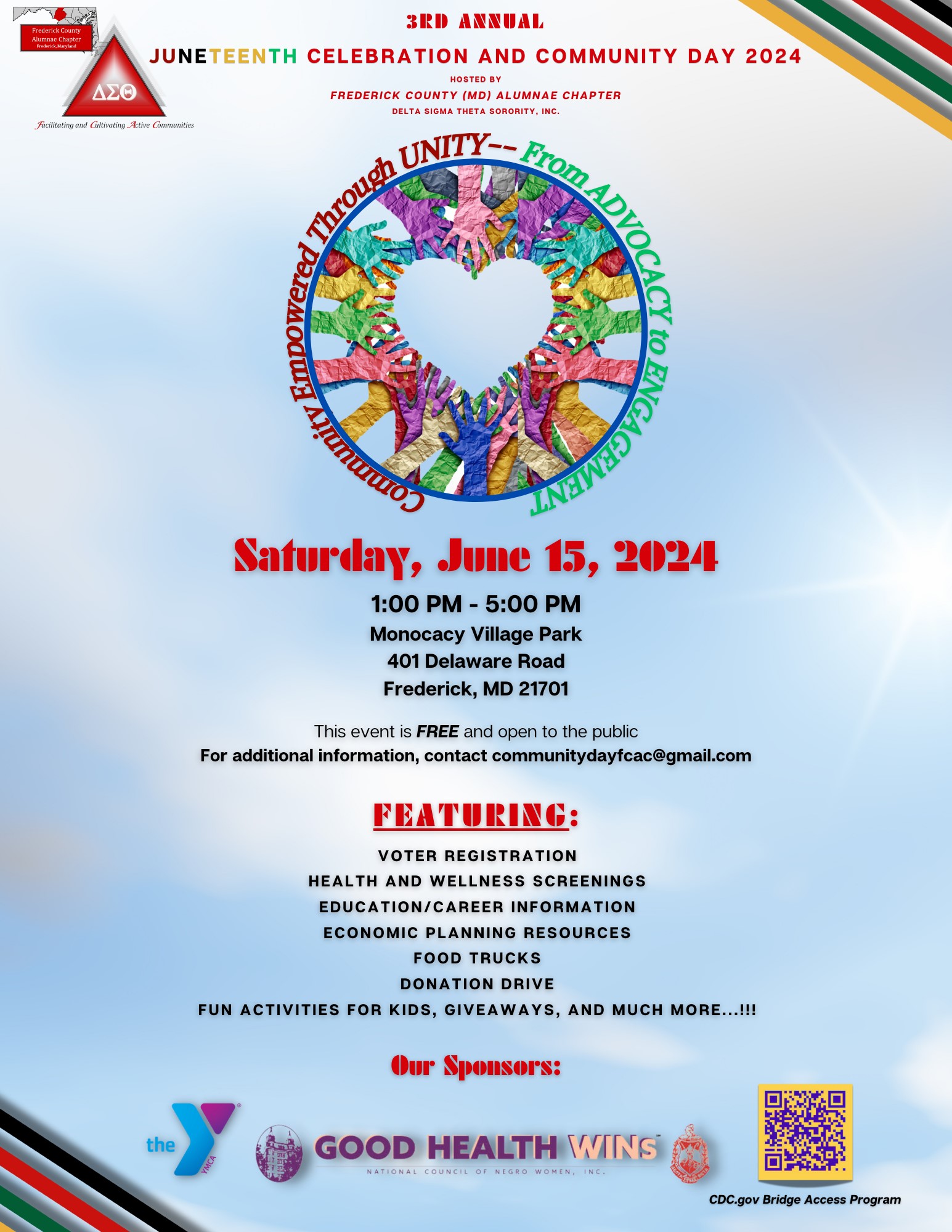 Delta Sigma Theta Sorority's 3rd Annual Community Day June 15, 2024, “Unity Through Community: From Advocacy to Engagement