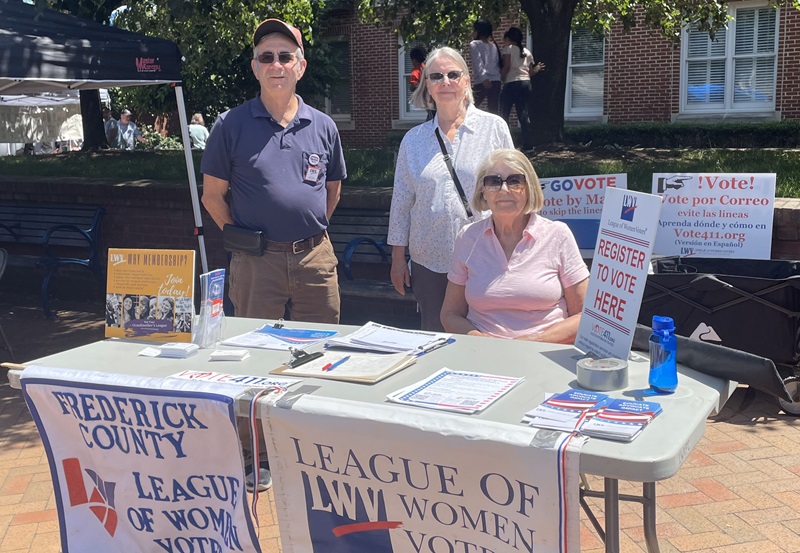 George, Barbara and Fran at the LWVFC table at Asia Festival June 2024